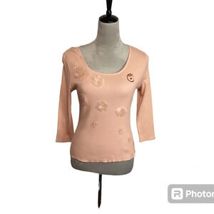 August Silk Sz M pink sequined Girlhood core feminine whimsical 80’s Y2…